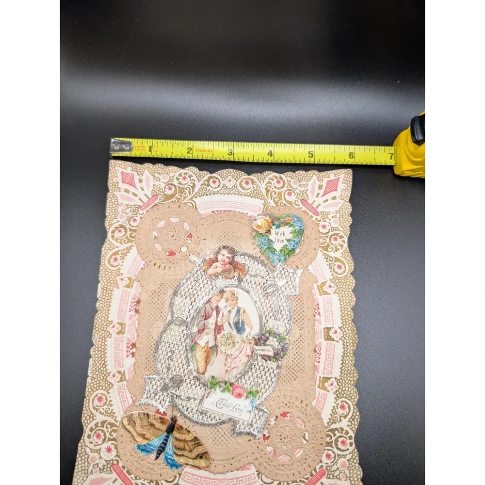 4 Antique European Ornate 3D 1800's‎ Valentines Cards